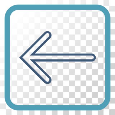 Ok sol vektör simgesi bir çerçeve içinde