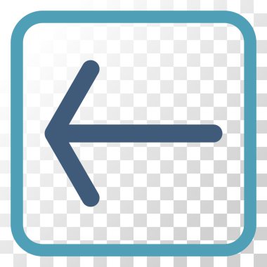 Ok sol vektör simgesi bir çerçeve içinde