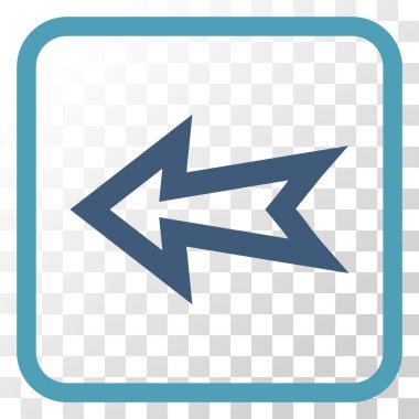 Ok sol vektör simgesi bir çerçeve içinde