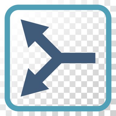 Bifurkasyon ok sol vektör simgesi bir çerçeve içinde