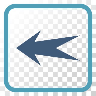 Ok sol vektör simgesi bir çerçeve içinde