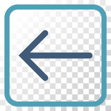 Ok sol vektör simgesi bir çerçeve içinde