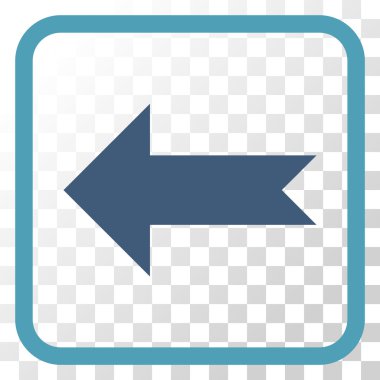 Ok sol vektör simgesi bir çerçeve içinde