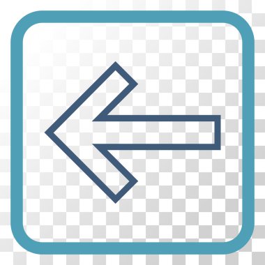 Ok sol vektör simgesi bir çerçeve içinde