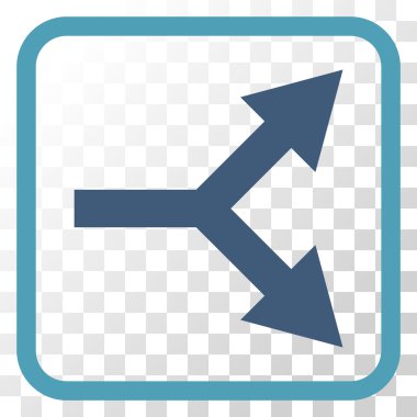 Bifurkasyon ok doğru vektör simgesi bir çerçeve içinde