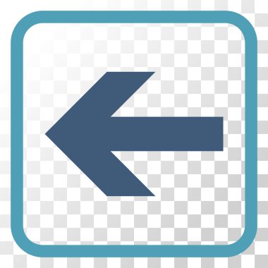 Ok sol vektör simgesi bir çerçeve içinde