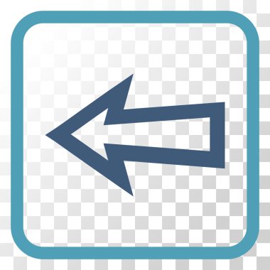 Ok sol vektör simgesi bir çerçeve içinde