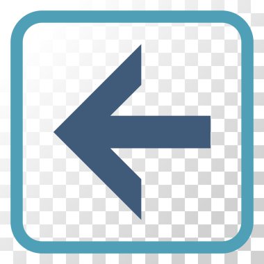 Ok sol vektör simgesi bir çerçeve içinde