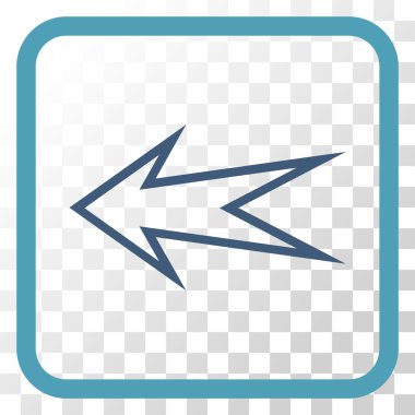 Ok sol vektör simgesi bir çerçeve içinde