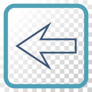 Ok sol vektör simgesi bir çerçeve içinde