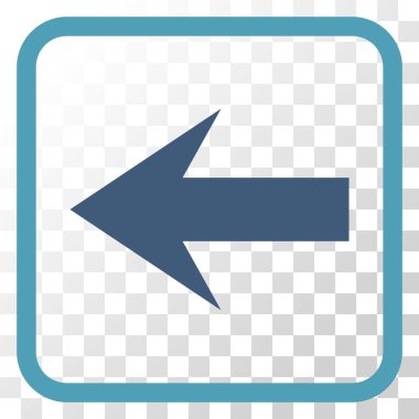 Ok sol vektör simgesi bir çerçeve içinde