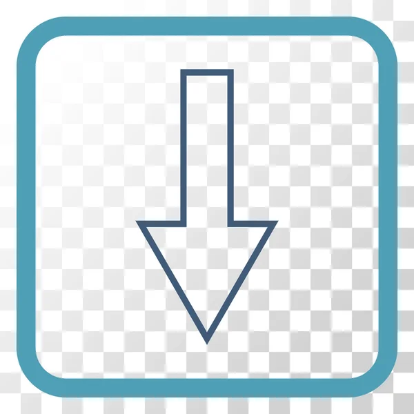 Icono del vector de flecha hacia abajo en un marco — Vector de stock