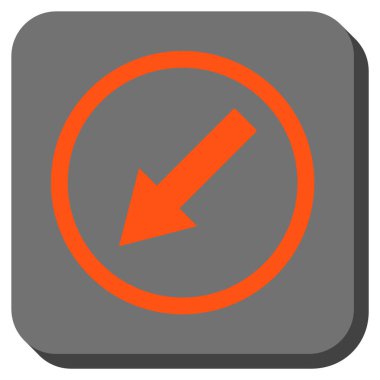 Yuvarlak aşağı sol ok yuvarlak kare vektör simgesi