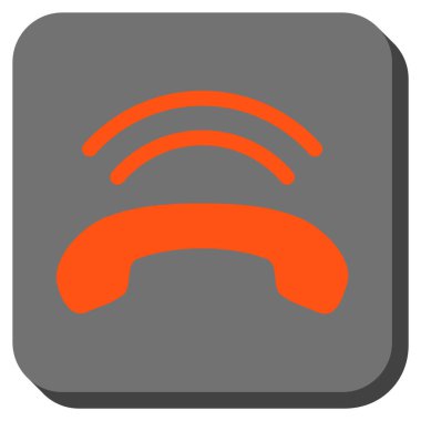 Telefonun çaldığını yuvarlak kare vektör simgesi