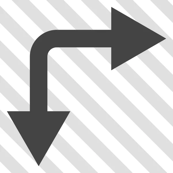Flecha de bifurcación derecha hacia abajo icono del vector — Archivo Imágenes Vectoriales