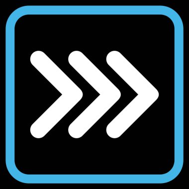 Ok ucu doğru vektör simgesi bir çerçeve içinde üçlü