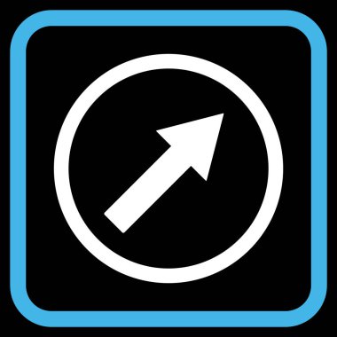 Yukarı sağ yuvarlak ok vektör simgesi bir çerçeve içinde