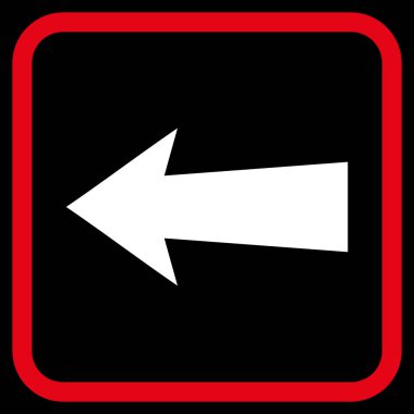 Ok sol vektör simgesi bir çerçeve içinde