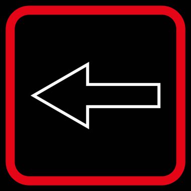 Ok sol vektör simgesi bir çerçeve içinde