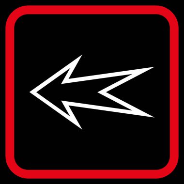 Ok sol vektör simgesi bir çerçeve içinde