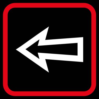 Ok sol vektör simgesi bir çerçeve içinde