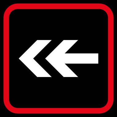 Ok sol vektör simgesi bir çerçeve içinde