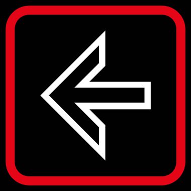 Ok sol vektör simgesi bir çerçeve içinde