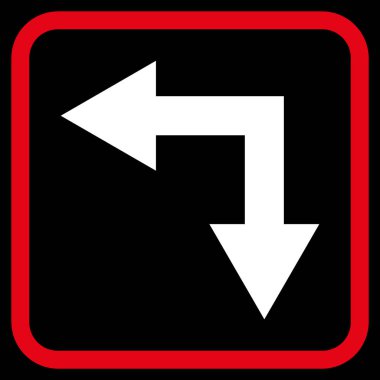 Vektör simgesi bir çerçeve içinde aşağı sol çatallanma ok