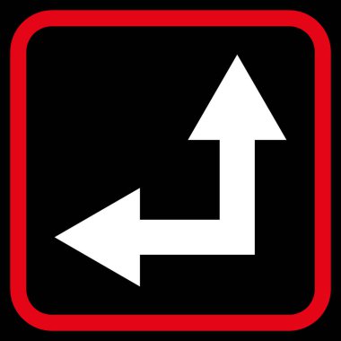 Vektör simgesi bir çerçeve içinde yukarı sol çatallanma ok