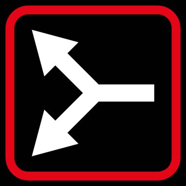 Bifurkasyon ok sol vektör simgesi bir çerçeve içinde