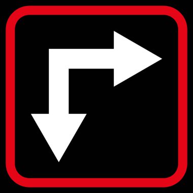 Vektör simgesi bir çerçeve içinde aşağı doğru çatallanma ok