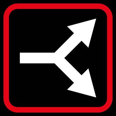 Bifurkasyon ok doğru vektör simgesi bir çerçeve içinde