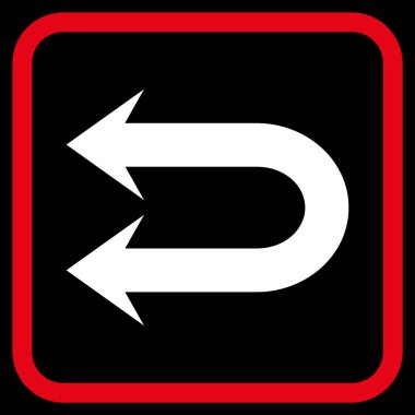 Çift sol ok vektör simgesi bir çerçeve içinde