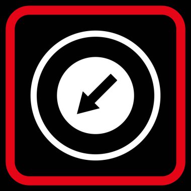 Aşağı sol yuvarlak ok vektör simgesi bir çerçeve içinde