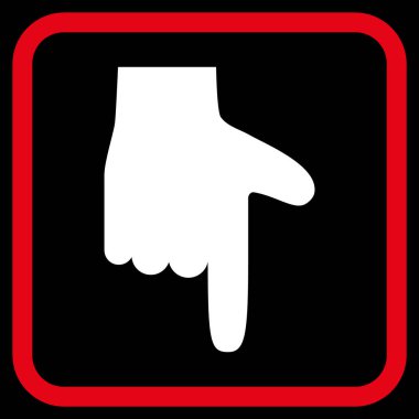 Vektör simgesi bir çerçeve içinde aşağı el işaretçisi