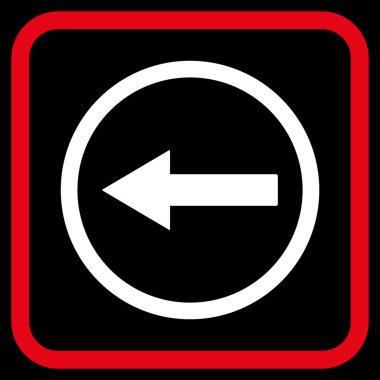 Sol ok vektör simgesi bir çerçeve içinde yuvarlak