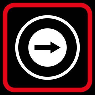 Sağ ok vektör simgesi bir çerçeve içinde yuvarlak