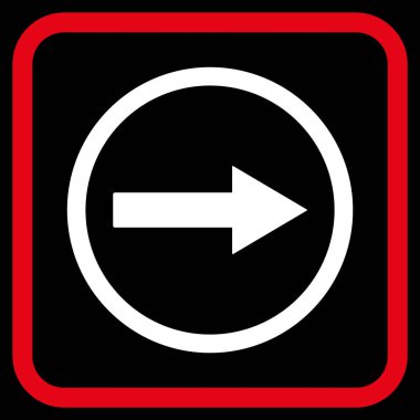 Sağ ok vektör simgesi bir çerçeve içinde yuvarlak