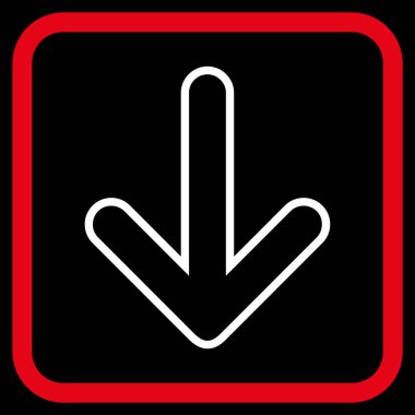 Vektör simgesi bir çerçeve içinde aşağı yönlü ok