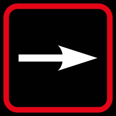 Keskin ok doğru vektör simgesi bir çerçeve içinde