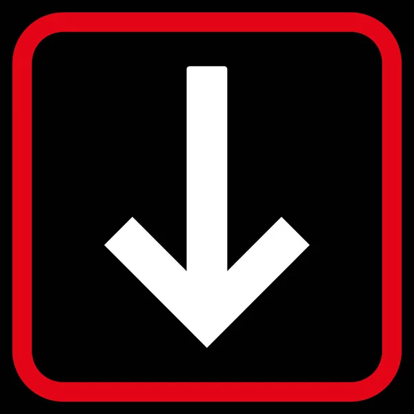 Icona vettoriale freccia giù in una cornice — Vettoriale Stock