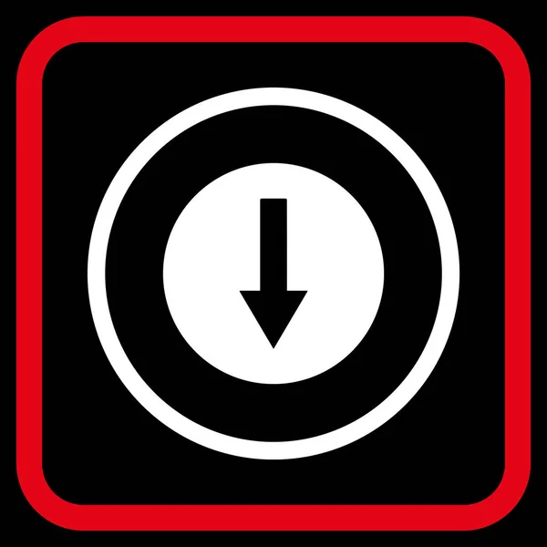 Giù arrotondato freccia vettoriale icona in un telaio — Vettoriale Stock