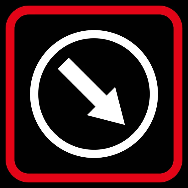 Ícone de vetor de seta arredondada para baixo-direita em um quadro —  Vetores de Stock