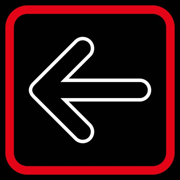Abgerundeter Pfeil linkes Vektorsymbol in einem Rahmen — Stockvektor