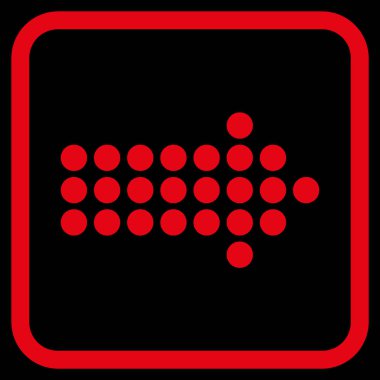 Noktalı ok doğru vektör simgesi bir çerçeve içinde