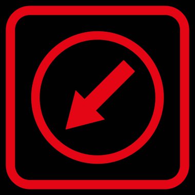 Aşağı sol yuvarlak ok vektör simgesi bir çerçeve içinde