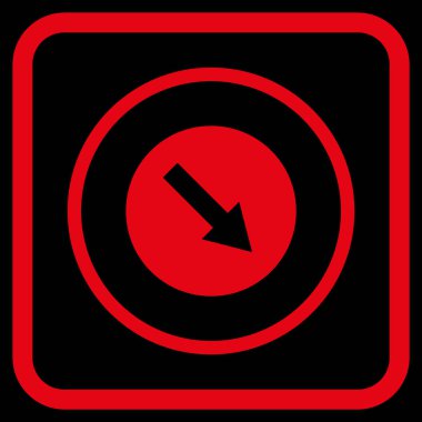 Aşağı doğru yuvarlak ok vektör simgesi bir çerçeve içinde