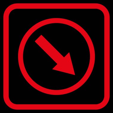 Aşağı doğru yuvarlak ok vektör simgesi bir çerçeve içinde