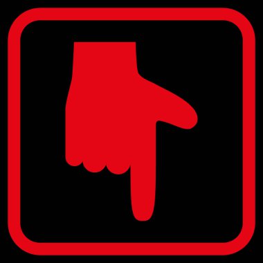 Vektör simgesi bir çerçeve içinde aşağı el işaretçisi