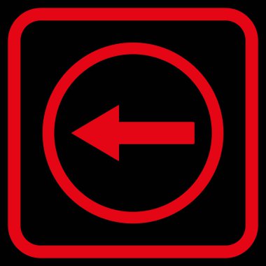 Sol ok vektör simgesi bir çerçeve içinde yuvarlak